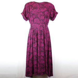 3/$20 Vtg 80s Lady Carol Dress Pink-Purple Black
